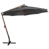 Parasol de jardin suspendu avec mât anthracite bois de sapin 