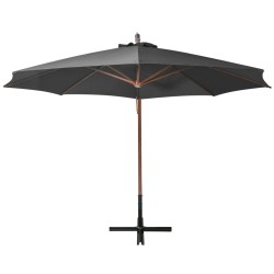 Parasol de jardin suspendu avec mât anthracite bois de sapin 