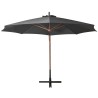 Parasol de jardin suspendu avec mât anthracite bois de sapin 