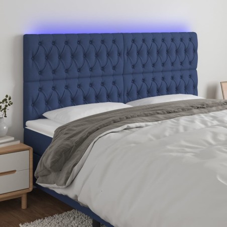 Tête de lit à LED Bleu 180x7x118/128 cm Tissu 