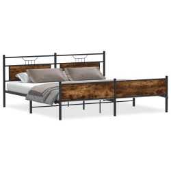 Cadre de lit en métal sans matelas chêne fumé 200x200 cm 
