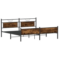 Cadre de lit en métal sans matelas chêne fumé 200x200 cm 