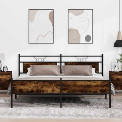 Cadre de lit en métal sans matelas chêne fumé 200x200 cm 