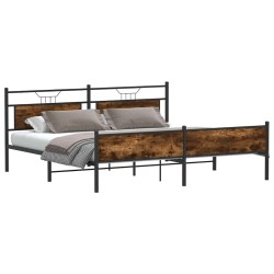 Cadre de lit en métal sans matelas chêne fumé 200x200 cm 