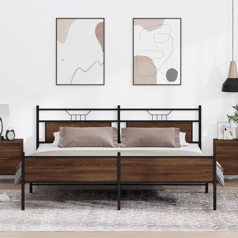 Cadre de lit en métal sans matelas chêne marron 200x200 cm 