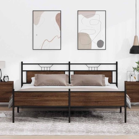 Cadre de lit en métal sans matelas chêne marron 200x200 cm 