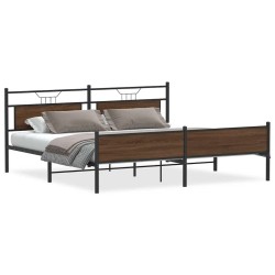 Cadre de lit en métal sans matelas chêne marron 200x200 cm 