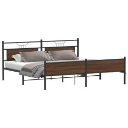 Cadre de lit en métal sans matelas chêne marron 200x200 cm 