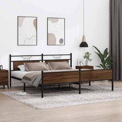 Cadre de lit en métal sans matelas chêne marron 200x200 cm 