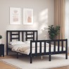 Cadre de lit sans matelas noir bois de pin massif 
