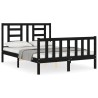 Cadre de lit sans matelas noir bois de pin massif 