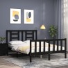 Cadre de lit sans matelas noir bois de pin massif 