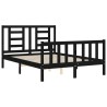 Cadre de lit sans matelas noir bois de pin massif 