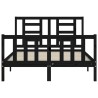 Cadre de lit sans matelas noir bois de pin massif 