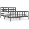 Cadre de lit sans matelas gris bois de pin massif 