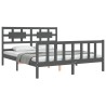 Cadre de lit sans matelas gris bois de pin massif 