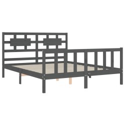 Cadre de lit sans matelas gris bois de pin massif 