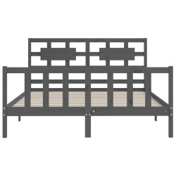 Cadre de lit sans matelas gris bois de pin massif 