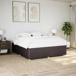 Cadre de lit sans matelas marron foncé 200x200 cm tissu 