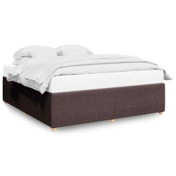 Cadre de lit sans matelas marron foncé 200x200 cm tissu 