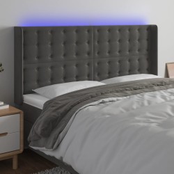 Tête de lit à LED Gris foncé 163x16x118/128 cm Velours 