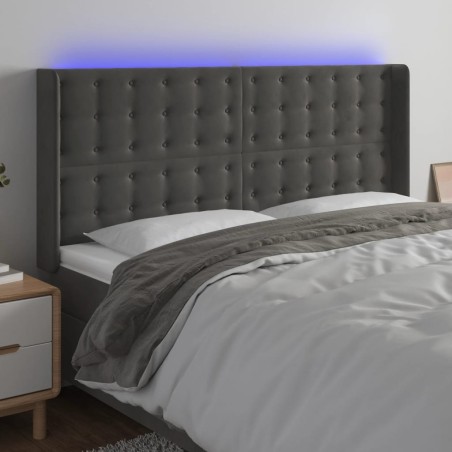 Tête de lit à LED Gris foncé 163x16x118/128 cm Velours 