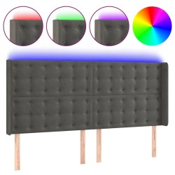Tête de lit à LED Gris foncé 163x16x118/128 cm Velours 