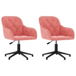 Chaises pivotantes à manger lot de 2 Rose Velours 