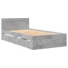Cadre de lit avec tête de lit sans matelas gris béton 75x190 cm 