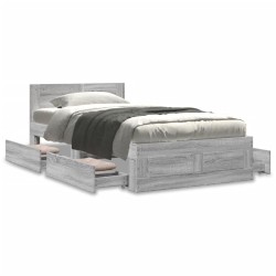 Cadre de lit avec tête de lit sans matelas gris béton 75x190 cm 