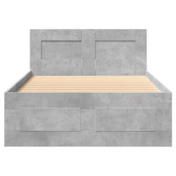 Cadre de lit avec tête de lit sans matelas gris béton 75x190 cm 