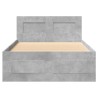Cadre de lit avec tête de lit sans matelas gris béton 75x190 cm 