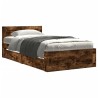 Cadre de lit avec tête de lit sans matelas chêne fumé 75x190 cm 