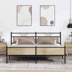 Cadre de lit en métal sans matelas chêne sonoma 200x200 cm 