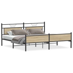 Cadre de lit en métal sans matelas chêne sonoma 200x200 cm 