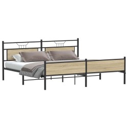 Cadre de lit en métal sans matelas chêne sonoma 200x200 cm 