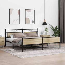 Cadre de lit en métal sans matelas chêne sonoma 200x200 cm 