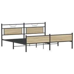 Cadre de lit en métal sans matelas chêne sonoma 200x200 cm 