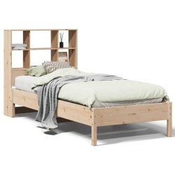 Lit bibliothèque sans matelas 90x190 cm bois de pin massif 