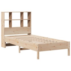 Lit bibliothèque sans matelas 90x190 cm bois de pin massif 