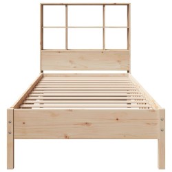 Lit bibliothèque sans matelas 90x190 cm bois de pin massif 
