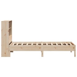 Lit bibliothèque sans matelas 90x190 cm bois de pin massif 