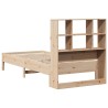 Lit bibliothèque sans matelas 90x190 cm bois de pin massif 