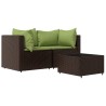 Salon de jardin 3 pcs avec coussins marron résine tressée 