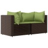 Salon de jardin 3 pcs avec coussins marron résine tressée 