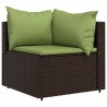 Salon de jardin 3 pcs avec coussins marron résine tressée 