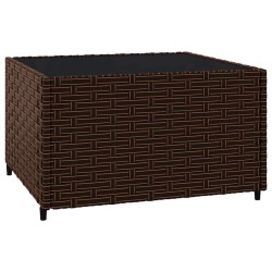 Salon de jardin 3 pcs avec coussins marron résine tressée 