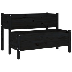 Jardinière Noir 110x84x75 cm Bois massif de pin 