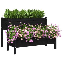 Jardinière Noir 110x84x75 cm Bois massif de pin 