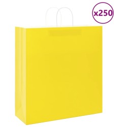 Sacs en papier 250 pcs avec poignées jaune 45x17x48 cm 